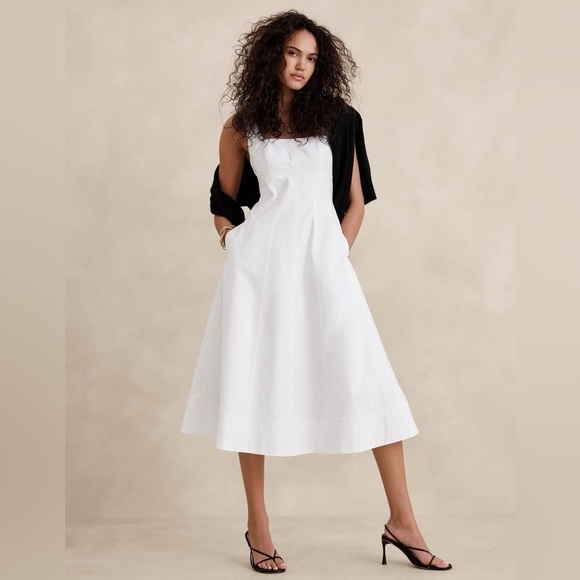 Banana Republic Dresses & Skirts - NWT! Banana Republic White Natalia Square-Neck Midi Dress - Size 14♟️